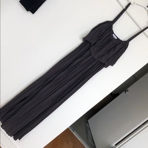 Halston grey pleated maxi dress